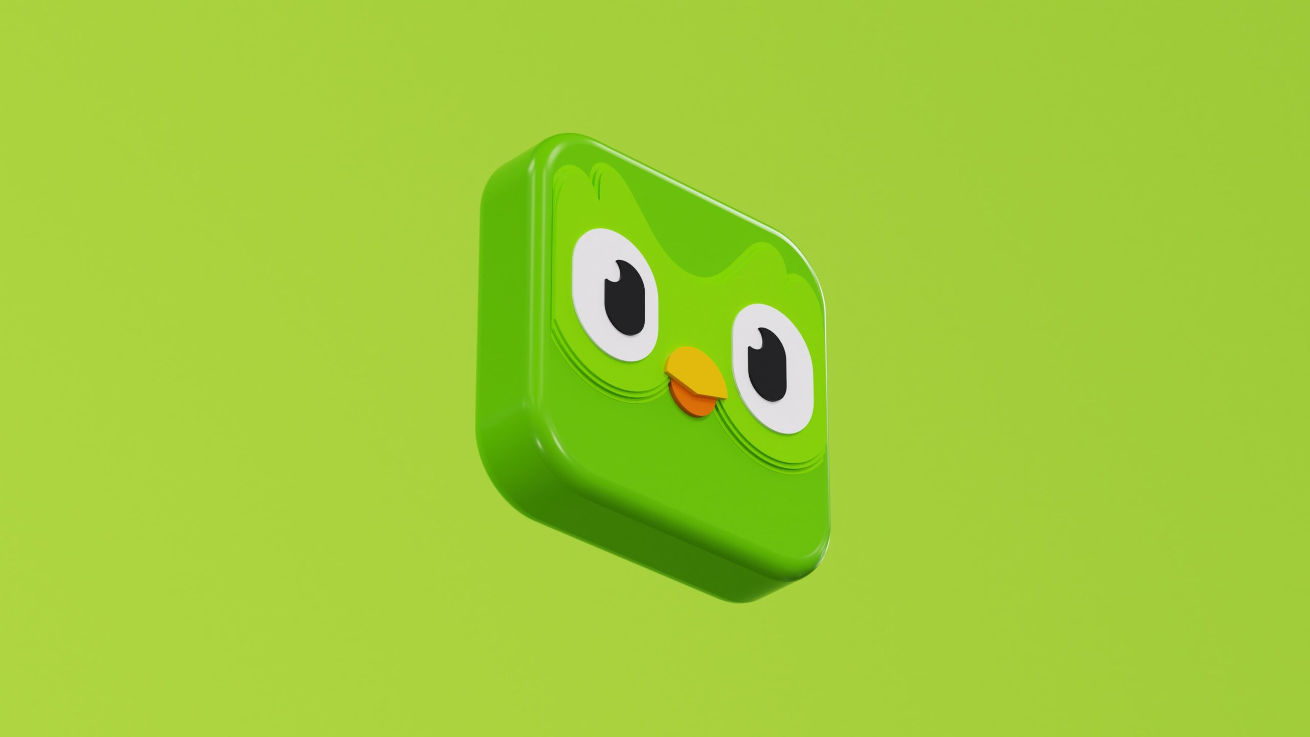 Duolingo Cover Bild mit der Eule auf Grünem Hintergrund